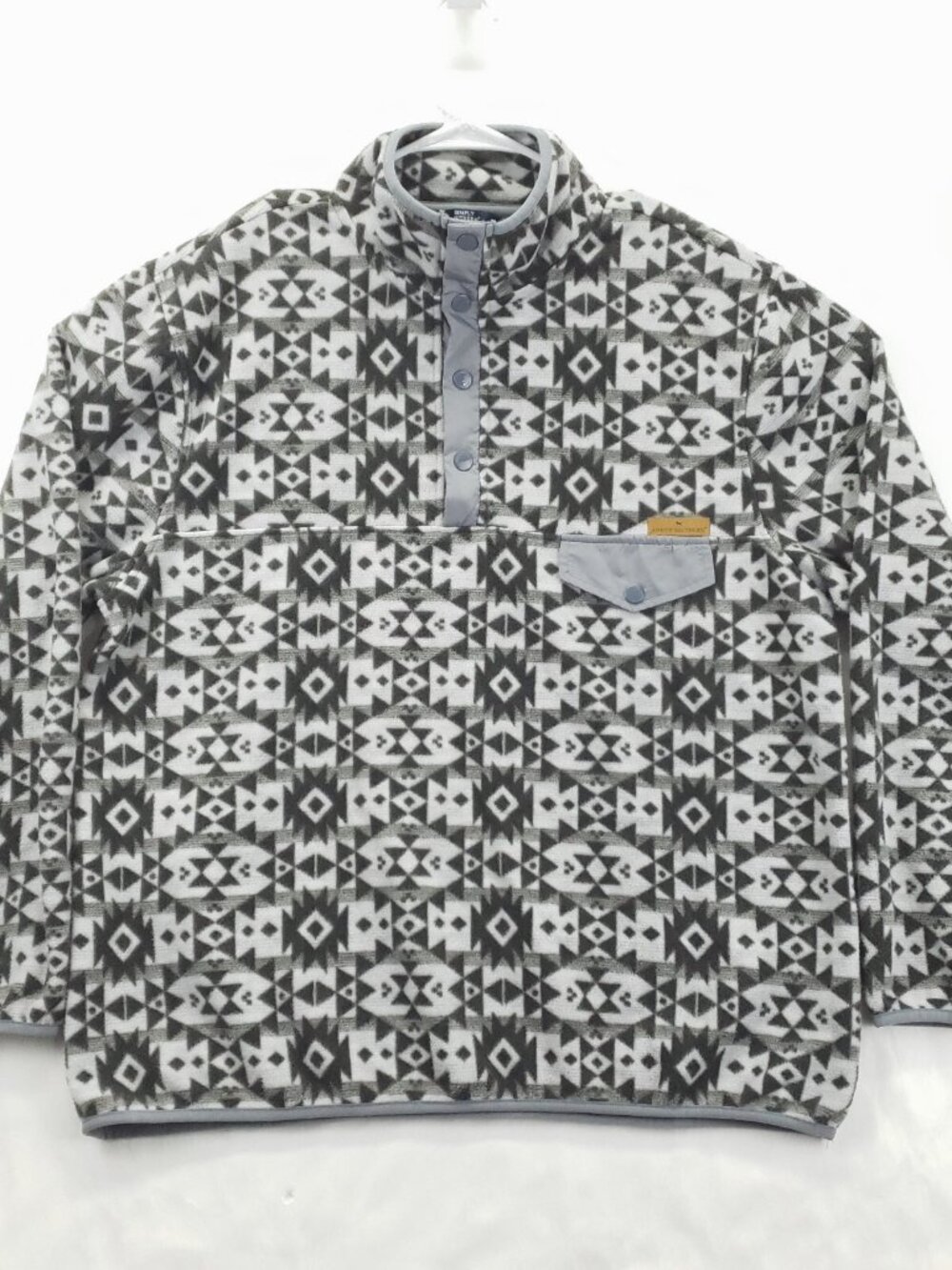 Simply Southern Sweater Mens XL Black White Fleece Aztec Southwestern 1/4 Snap